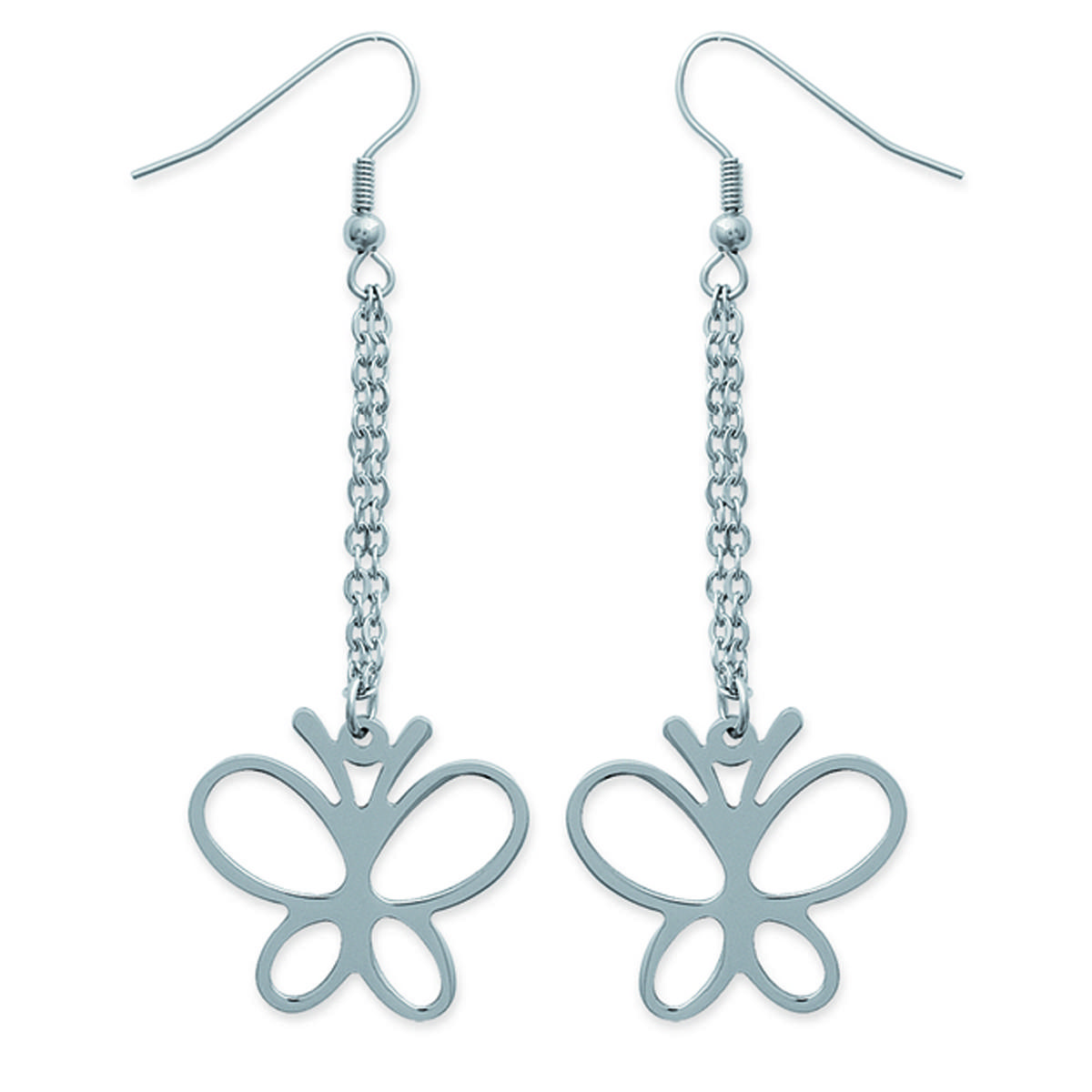 

Les Trésors De Lily [G7830] - Boucles Acier Papillons argenté - 55x25 mm