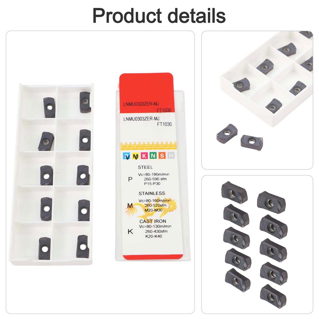 10Pcs LNMU03 LNMU0303ZER-MJ AH725 CNC Carbide Milling Cutter Insert For EXN03R Suitable For Semi-finishing And Finishing