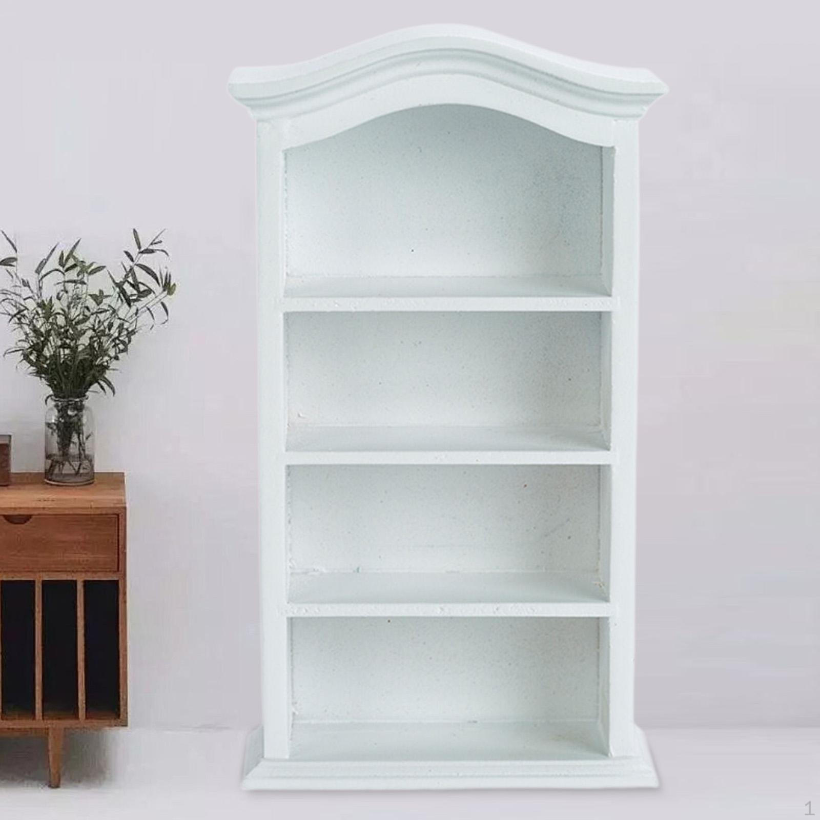 

Кукольный домик Миниатюрный книжный шкаф Прочный ролевая игра 1:12 1:Аксессуар масштаба 6 ручной работы White