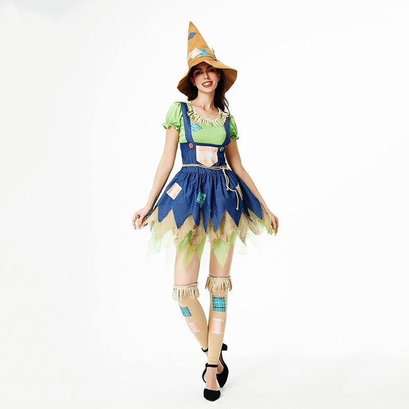 Halloween costume witch dress witch dress scarecrow funny dress up sexy show costume