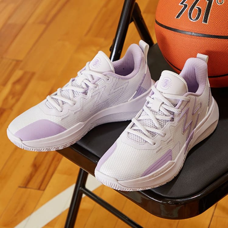361 Big3 Team Cushioning Abrasion Resistant Breathable Low top Basketball Shoes Men's White Purple 672331109-1