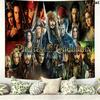 Caribean Pirates Wall Tapestry Aesthetic Wall Hanging Printed Fabric Blanket Decorative Tapestries for Bedroom Living Room Home Decor