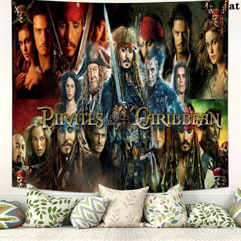 Caribean Pirates Wall Tapestry Aesthetic Wall Hanging Printed Fabric Blanket Decorative Tapestries for Bedroom Living Room Home Decor