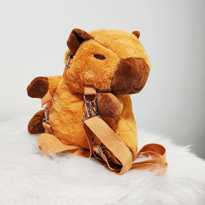 Cute Capybara Plush Doll Cartoon Backpack & Messenger Bag for Kids