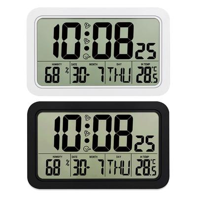 Alarm Clock Digital Wall Clocks with Date Week Indoor Temperature & Humidity Battery Operated Small Desk Clock