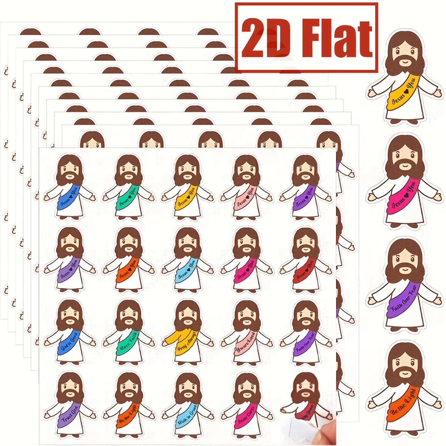 

100Pcs Jesus Faith Quote Stickers – “Jesus Loves You” & Inspirational Phrases, Original Character Silhouette Designs As Shown