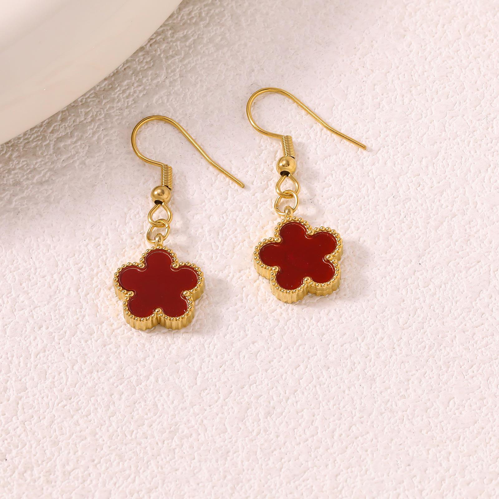 Модный набор украшений «Пятилистный клевер»: Колье, серьги и браслет в роскошном кружевном дизайне