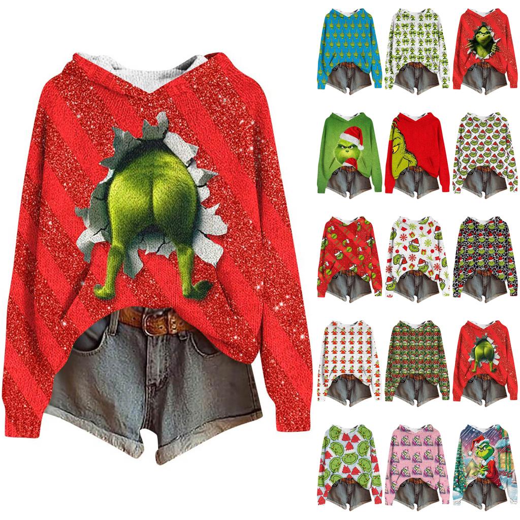 Sweatshirts For Women Knit Sweater Cute Shirt Fall Pullover Hooded Sweatshirt