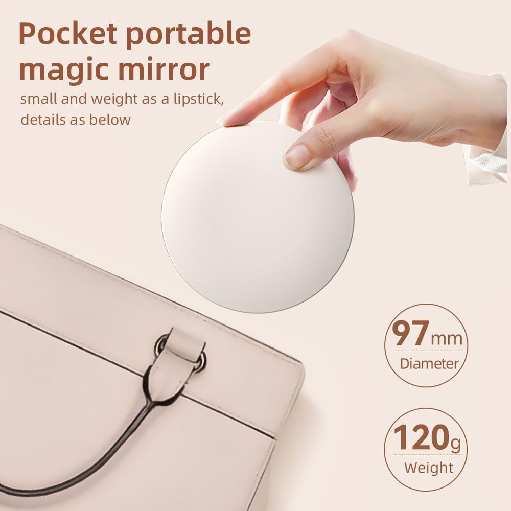 Sunscreen UV Mirror with UV Camera for Sunscreen Test LED Fill Light 3 Light Mode Travel Makeup Mirror Handheld Make Up Mirror