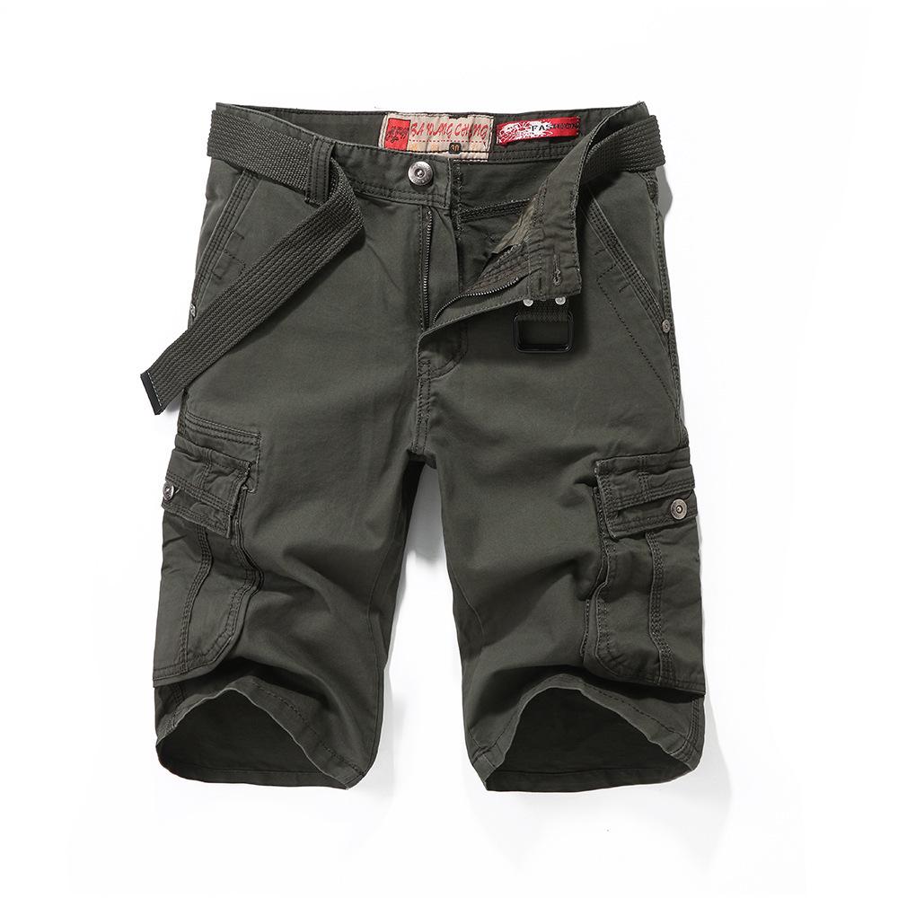 Men's Summer Cotton Workwear Cargo Shorts - Washed, Casual, Multi-Pocket, Straight Leg Bermuda.