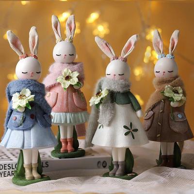 Décoration de table en résine en forme de lapin de dessin animé mignon de Zakka - Cadeau d'anniversaire créatif pour filles
