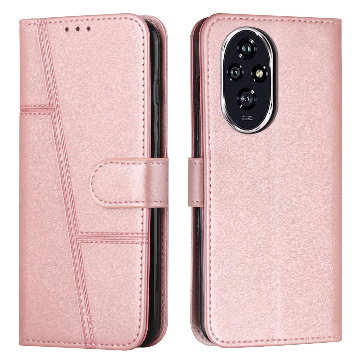 

Для Honor 200 Pro 5G Чохол Шкіряна Підставка Захисний Чохол для Телефону Rose Gold