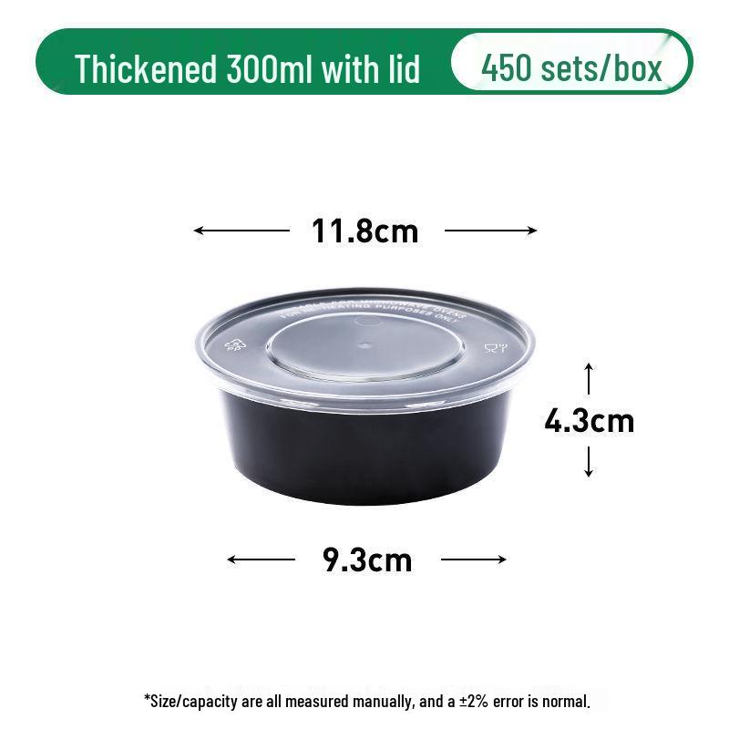 Black Round Disposable Food Containers: Thickened Soup and Fast Food Bowls
