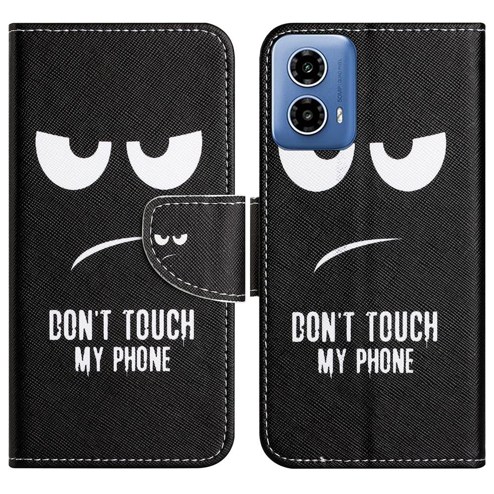 Für Motorola Moto G35 5G Hülle Leder Handyhülle mit Kreuzmuster Druck