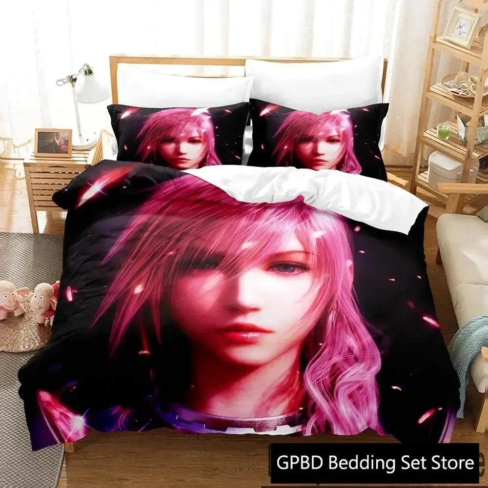 Anime Game Final Fantasy Xiii-2 Bedding Set 3D Printed Suitable For Bedroom Duvet Cover Set With Pillowcases Kids Home Textile