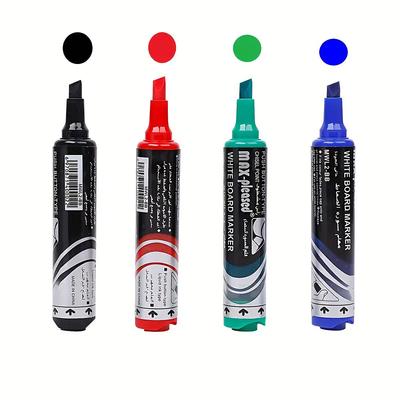 4pcs Push-Button Liquid Ink Whiteboard Marker Pen, Vibrant, Quick-Drying, Low-Odor, Chisel Tip,  for Whiteboards, Office