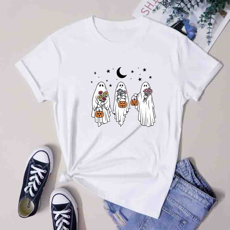 Retro Floral Ghost Squad TShirt Retro Unisex Spooky Season Fall Tee Botanical Cottagecore Haunted Garden Halloween Gift