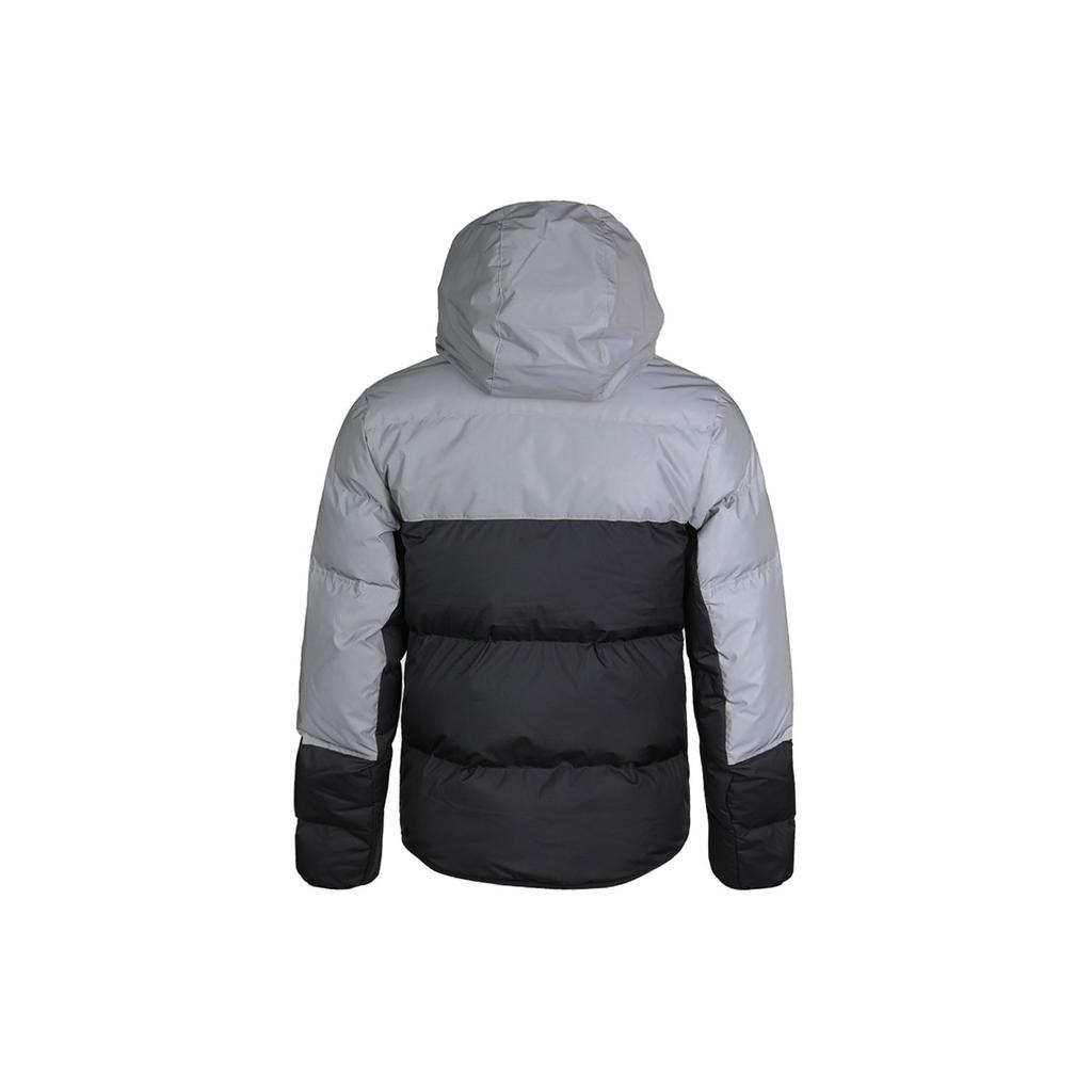 Nike Teplá barevně blokovaná reflexní ležérní péřová bunda s kapucí Pánské svrchní oblečení Černá Šedá CZ1493-010