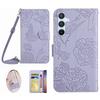 For Samsung Galaxy A26 5G Case Anti-Drop Leather Phone Cover Butterfly Flower Imprint
