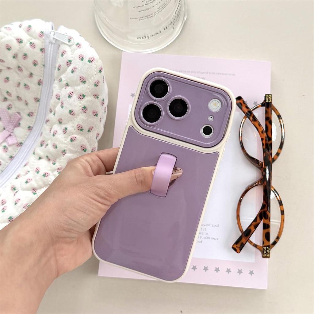 High-Grade Solid Color Ring Holder Phone Case, Compatible with iPhone 14/13 and Apple Promax Models, Drop-Proof Design