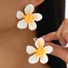 European and American Style Colorful Oil-dropped Flower Earrings, Enamel Colored Frangipani Earrings, Holiday Style Gold-plated Earrings