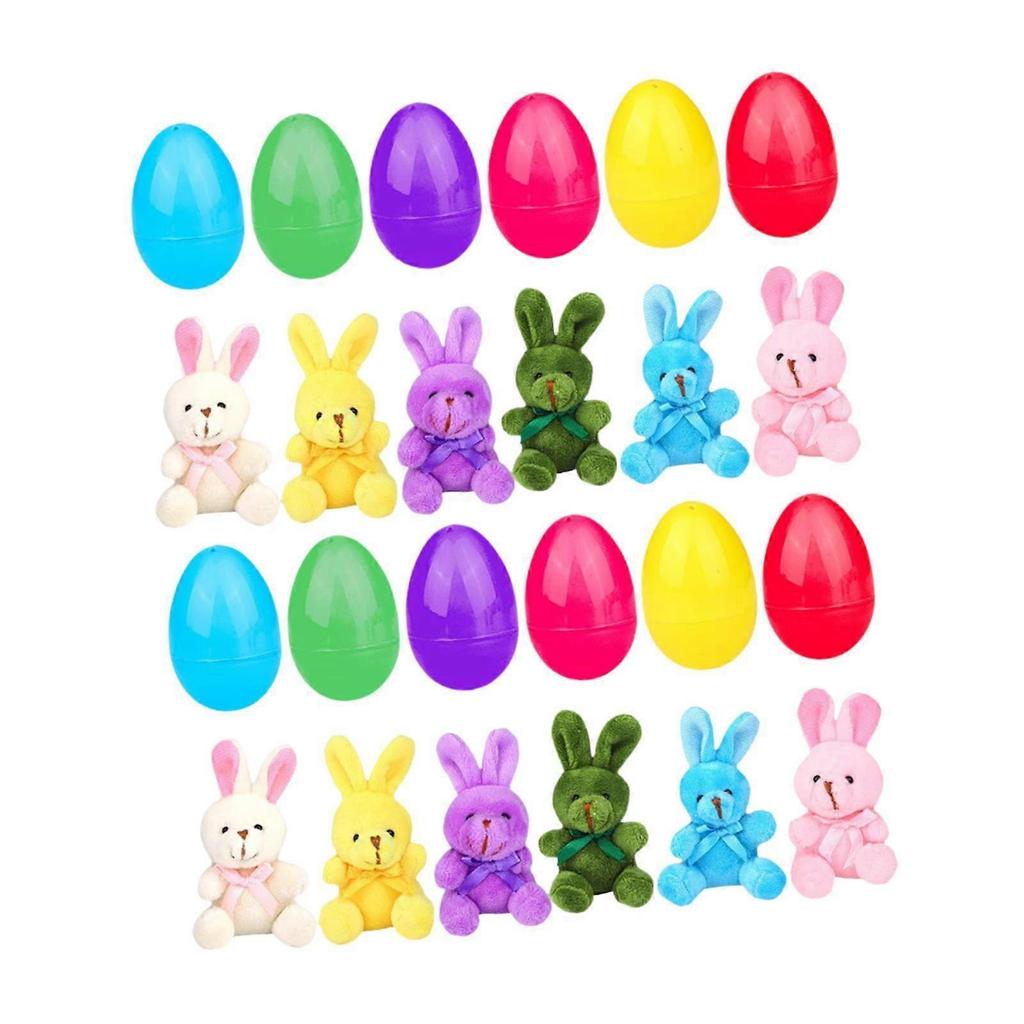 Filled Easter Eggs with Plushie Bunny Decoration DIY Bright Colors Basket Stuffers Fillers for Friends Celebration