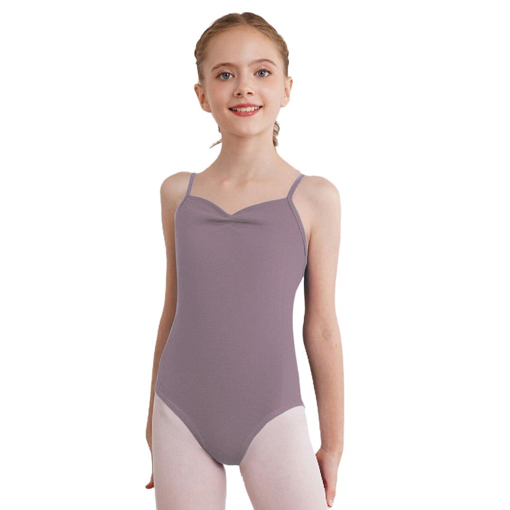 Body da Ballo Balletto Performance da Ragazza con Ruches Senza Maniche Schiena Scoperta Spalline Sottili