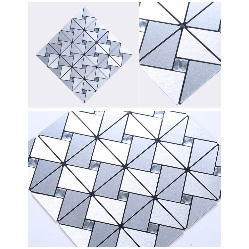 Home Decor Square Mosaic Sticker Waterpoof Aluminum Plastic Wall Decal Removable Self-adhesive Art Mural Kitchen