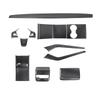 Tesla Center Console Carbon Fiber Interior Trim Kit: Sticker, Armrest Cover & Rear Seat Anti-Kick Panel