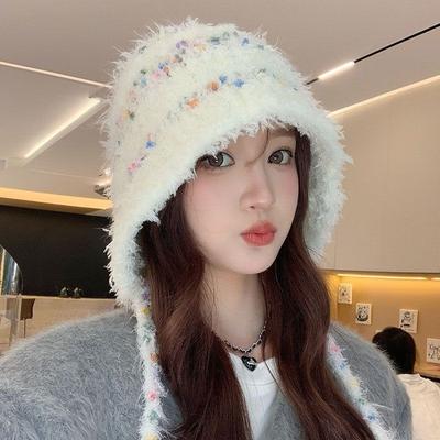 New Autumn and Winter Season Colored Plush Hat Warm Ear Protection Versatile Cold Face Small Bucket Hat