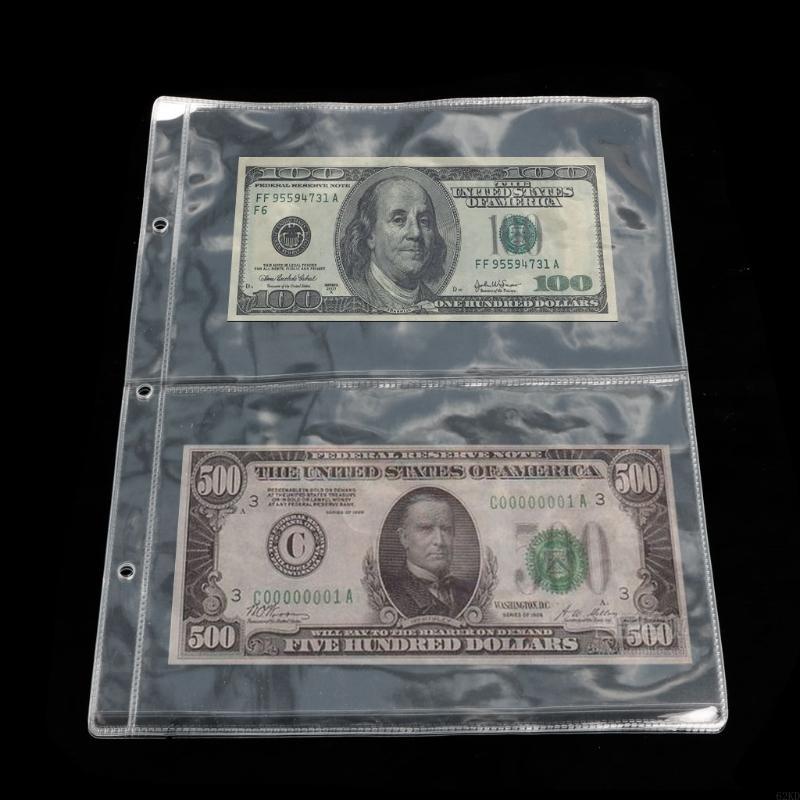 62KD Binder Sleeves Transparent Photo Album Binder Refill Inner Sleeve Storage Money Bill Note Currency Holder PVC Collection