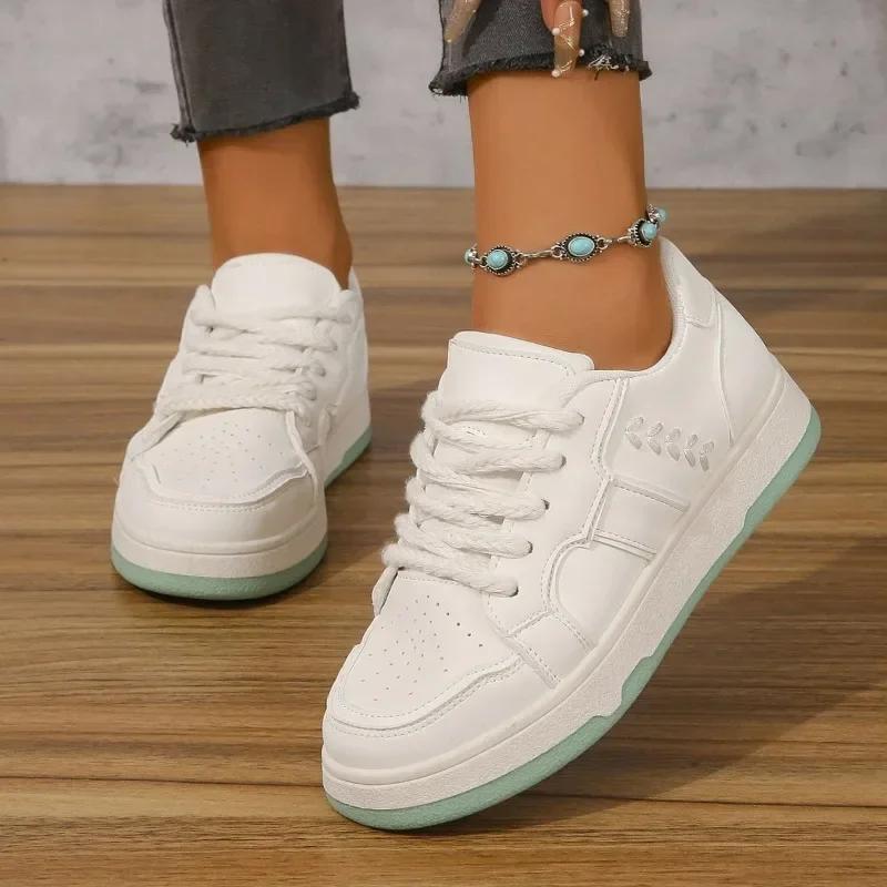 White Sneakers Women  Autumn Comfortable and Versatile Women's Vulcanized Shoes Casual Lace-up Platform Shoes Zapatos Mujer