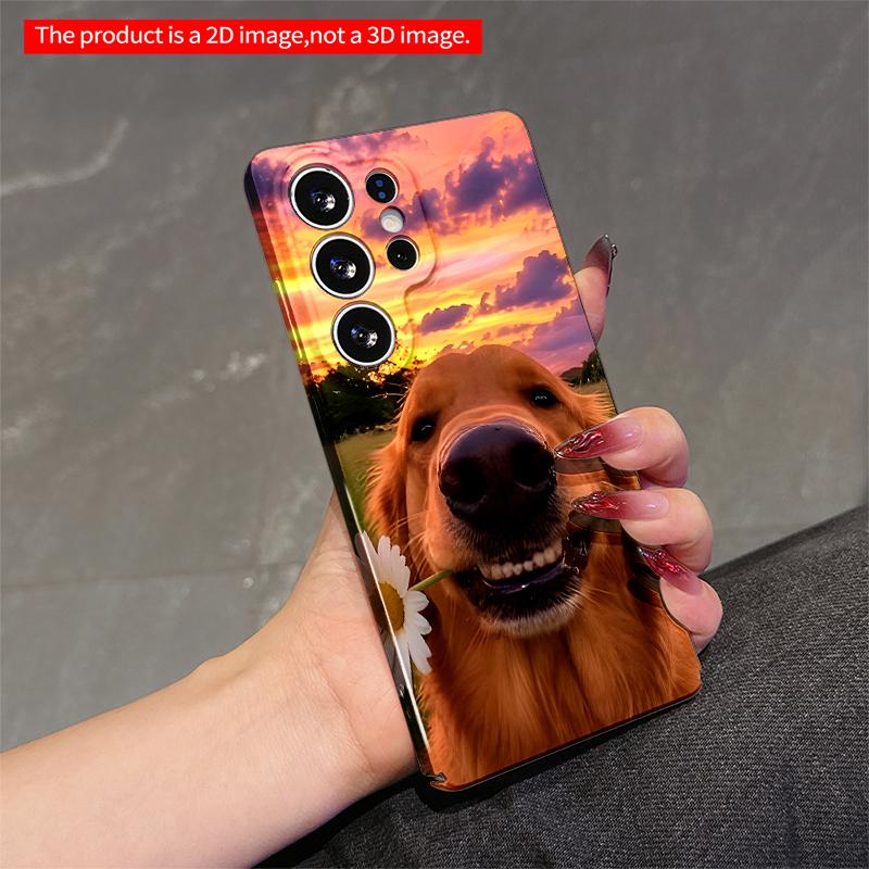 2DFlat Samsung phone case Golden Retriever with Daisy at Sunset Applicable to Galaxy S23 S24 S25ULTRA S26 A12 A14 A15 A16 A54 A55
