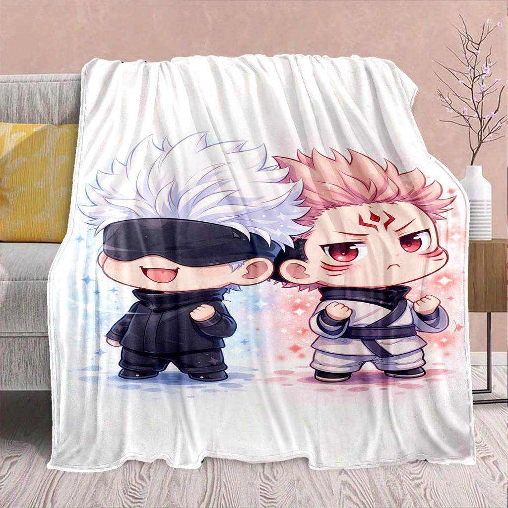 Jujutsu Kaisen Decorative Flannel Blanket Warm Soft Throw Lightweight Cozy Sofa Bed Decor