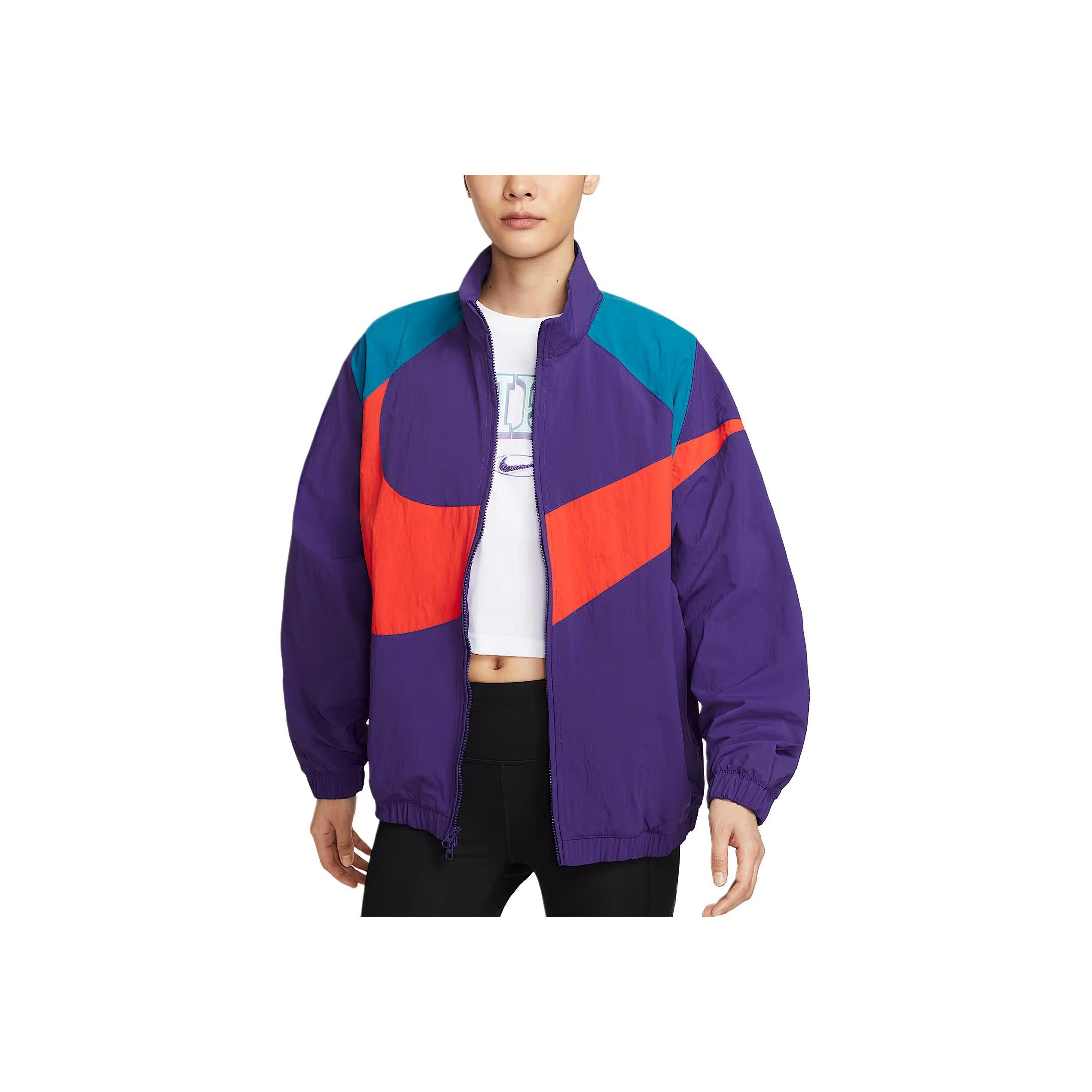 Nike Sportswear Women s Oversized Woven Jacket Court Purple Green Abyss Picante Red HV4108-547 S