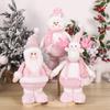 Pink Christmas Doll Decorations Santa Claus Snowman Elk Pink Sequin Telescopic Doll Home Xmas Ornaments Kids Gifts 2025