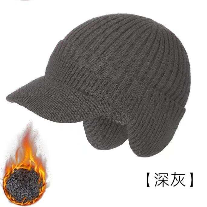 Winter hat Men's ear protection hat Knitted hat Cashmere warm elderly hat Thickened wool hat Cold-proof casual versatile