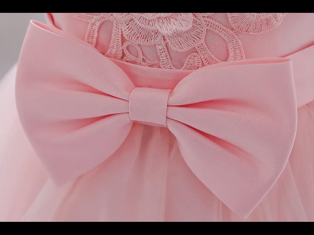 Ručně vyráběné princeznovské šaty z korálků - tylová sukně s vyšívanou mašlí pro roční dívky