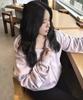 Stmg Margarine Applique Loose Two-Way Zipper Hoodie Pink