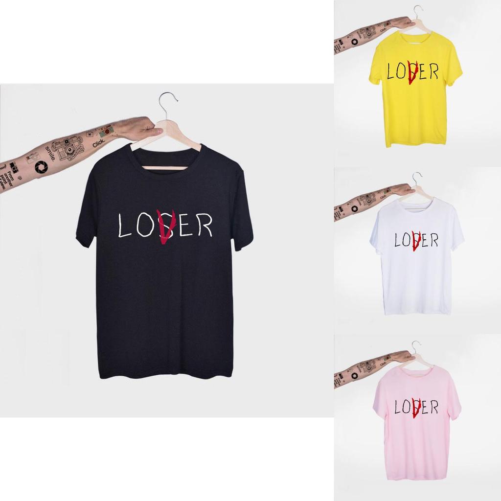 Stylish Unisex Fun Lover Loser Lettering Printed Short Sleeve Top T-shirt For Everyday Wear