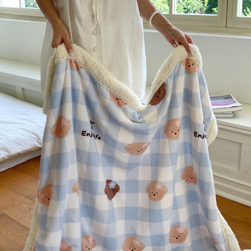 Winter Thick Milk Fleece Blanket Office Nap Sofa Bed Kids Students