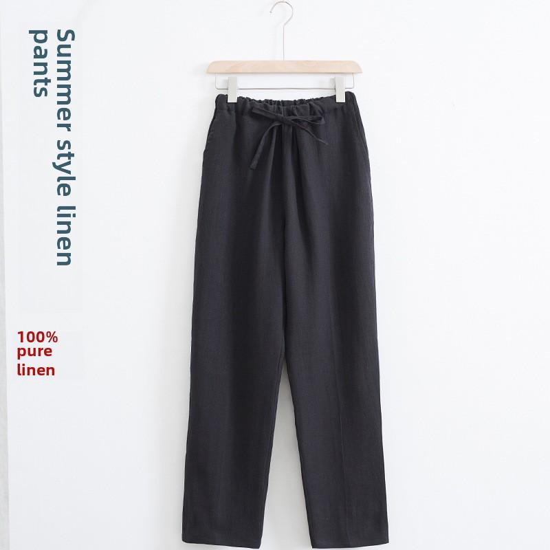 Men's Summer Casual Linen Trousers - Loose, Straight Fit with Elastic Waist