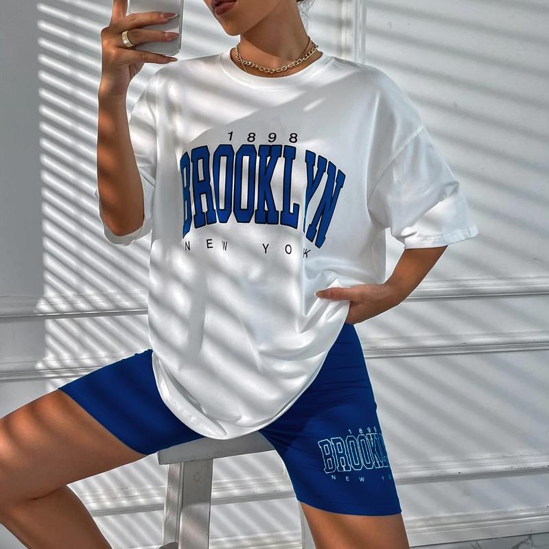 Women's Wearable Homewear Pullover Leisure Suit Women's Pajamas Loose T-shirt Tight Shorts Set