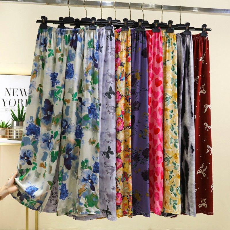 Pantaloni Casual in Cotone Sottile da Donna Estivi Larghi da Casa Lunghi a Gamba Larga