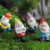 Waterproof Yard Art Ornament Mini Gnomes Figurine, Resin Welcome Gnome Garden Statue, Small Pastoral Fairy Tale Decor Dwarf for Garden, Flower