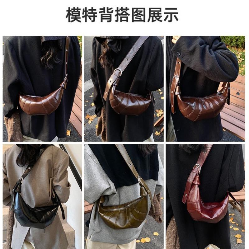 Retro Horn Bag Women's New Autumn and Winter Tide Fashion Saddle Bag Versatile Single Shoulder Messenger Bag Dumpling Bag
