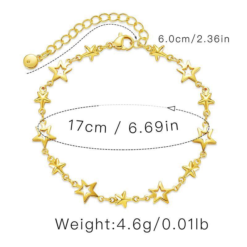 Star Niche Design 18k Gold Plated Adjustable Sweet Bracelet For Women