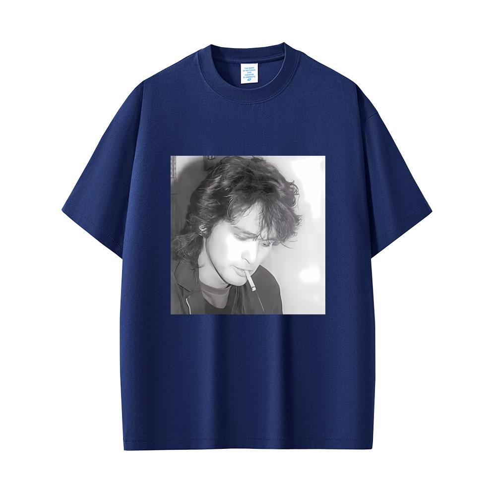Klassische Russische Rockband Kino Viktor Tsoi Rauchmotiv Grafik T-Shirts Unisex Damen Lässig Übergroß Streetwear Unisex Baumwoll-T-Shirts