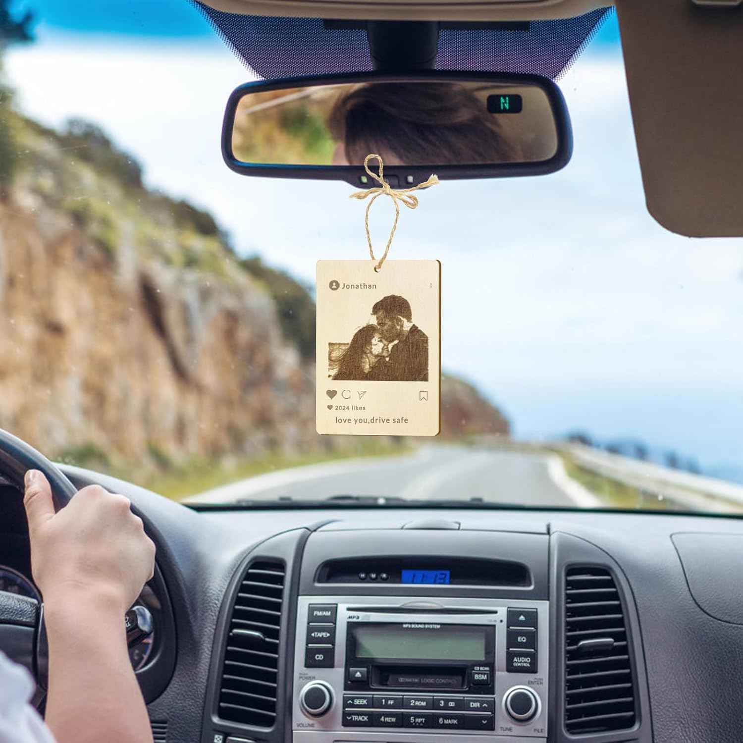 

Custom Air Fresheners with Picture - Engraved Photo Text Wooden Air Freshener for Car, Personalized Christmas Gift for Boyfriend Family (Style, 02) 1 Count (Pack of 1)