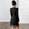 YYFS Women's Fashion Spring Fall Solid Color Print Long Sleeve Square Collar High Waist Casual Dresses